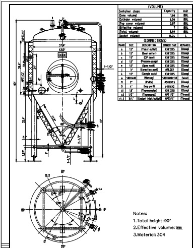 啤酒發(fā)酵罐圖紙--山東豪魯